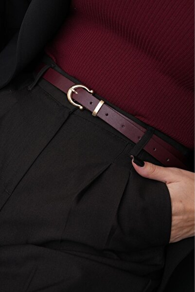 MODAM HİFA 2'Cm Gold Buckle Basic Women's Belt Dress Belt Trouser Belt Classic Belt Jeans Belt Waist Belt