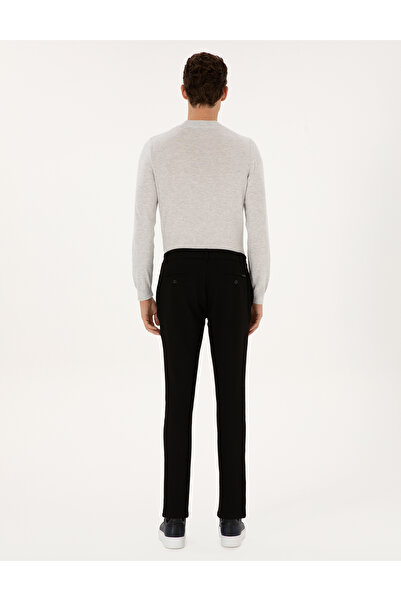 Pierre Cardin Siyah Slim Fit Beli Lastikli Kordonlu Kanvas Pantolon 50309926-VR046