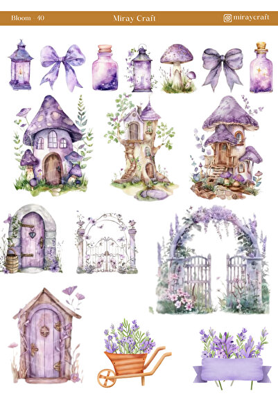 MirayDesign 1 autocolant tematic cu flori înflorite – 12x17 cm pentru album d...