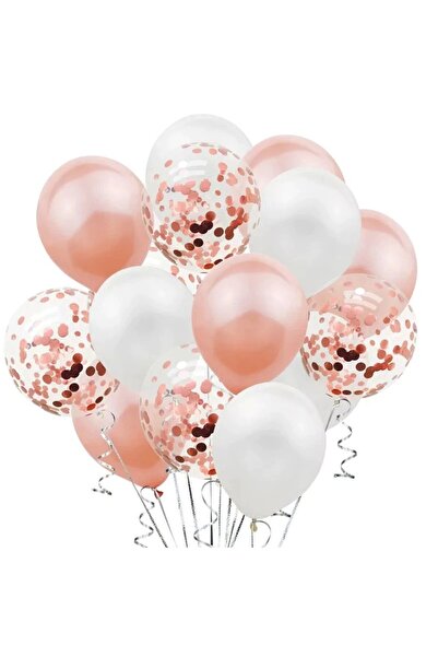 Flippy Set of 15 party balloons, Flippy, rose gold/white, 30 cm