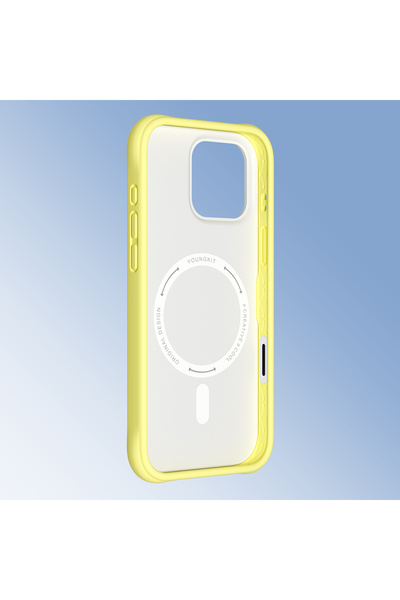 Youngkit iPhone 16 Pro Uyumlu Kılıf M-safe Şarj Özellikli Macaroon Serisi Kapak Sarı