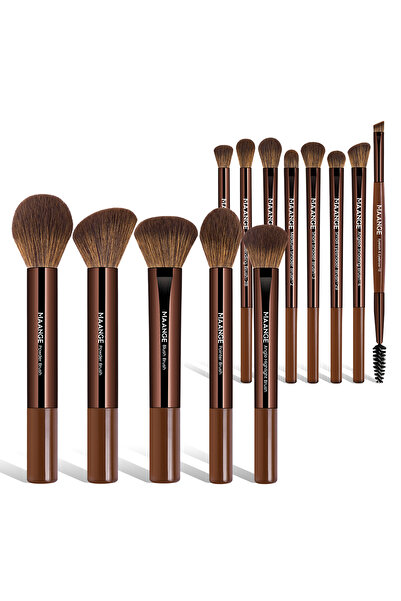 Choice1 مجموعة فرش مكياج ديب كوفي مانج، 13 قطعة، كريم أساس، خافي عيوب، بودرة، ظلال عيون، أحمر خدود، فرشاة كابوكي بي