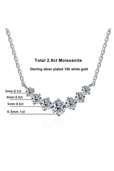 Choice قلادة من حجر المواسانيت الأبيض بوزن إجمالي 2.8 قيراط من JoyceJelly للنساء، مجوهرات فاخرة لحفلات الزفاف