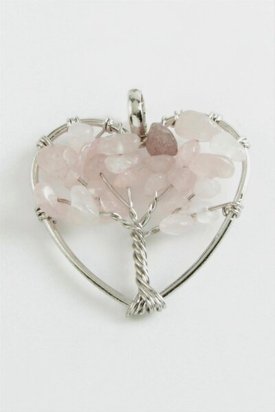 ZERO LAND قلادة من حجر الكوارتز الوردي على شكل قلب من SPTRNS (223024) - وردي ...