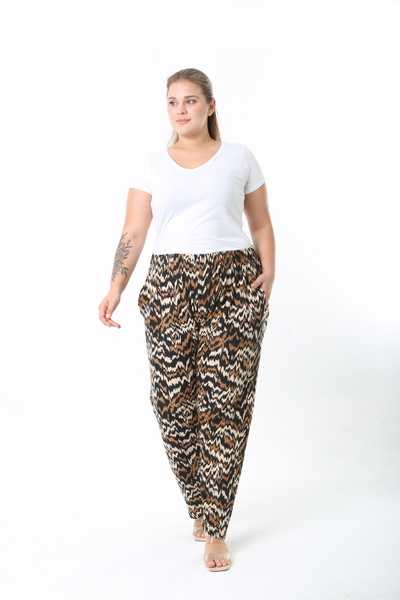 XL Modam Winter Patterned High Waist Women's Plus Size Pants