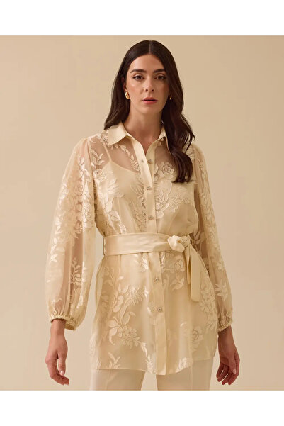 SEÇİL Transparent Set with Patterned Inner Blouse