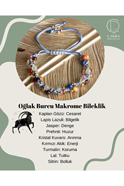 ÇAKRA DOĞAL TAŞ Oğlak Burcu Makrome Bileklik