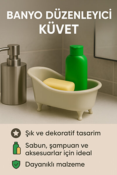 ELİTEVOOD “Banyo Düzenleyici Küvet - Sabun, Şampuan ve Aksesuar Organizeri | ...