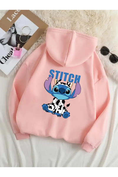 npLStore سترة شتوية للأطفال بغطاء للرأس وطباعة ستيتش كبيرة الحجم