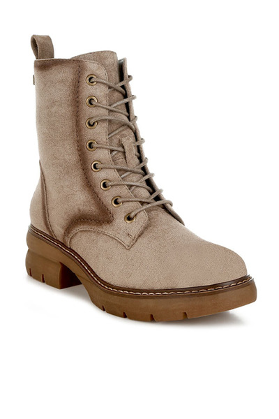 london Rag Women Lace Up High Ankle Boots in Taupe