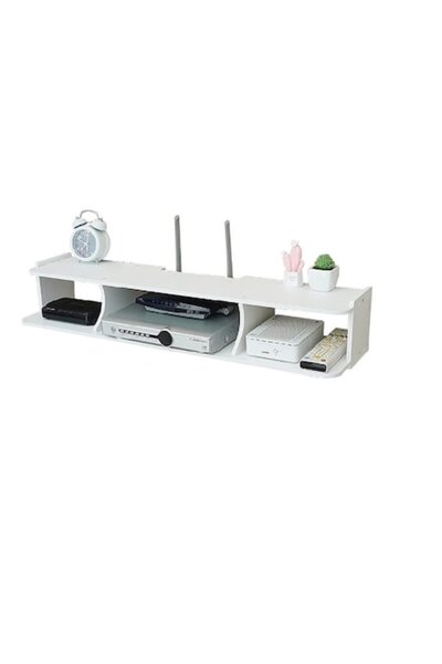 Welora Raft pentru router și accesorii cu 3 compartimente, lungime 60 cm, alb