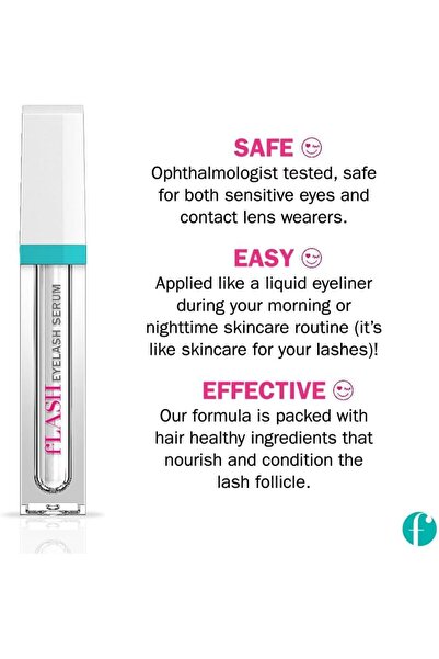 Flash Eyelash Growth Serum for Longer, Thicker, Curled Lashes - 2ml (3 month supply)