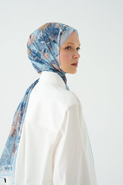 cs camellia scarf Φλωρεντία Μεταξωτό Κρεπ Σάλι - Baby Blue