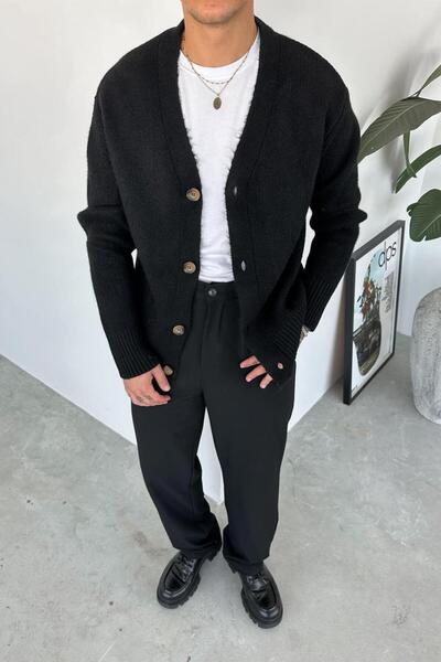 HAFKA Black basic soft relaxed cardigan