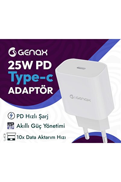 GENAX Samsung A70 / A70s / A71 / A72 / A73 / A80 / A82 5G / A90 uyumlu PD 25W Hızlı Şarj Kafası