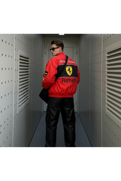BALİNA Red Parachute Men's Racing Retro Unisex Bomber Jacket -The Solo