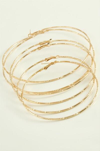 ZERO LAND أقراط دائرية معدنية من DS-DERIN 6 قطع - أصفر