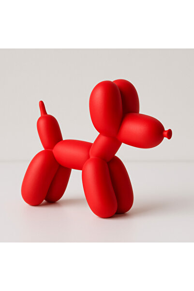 vetria Kırmızı Balon Köpek Biblo – PLA Dekoratif Heykel, Modern Ev & Ofis Aksesuarı