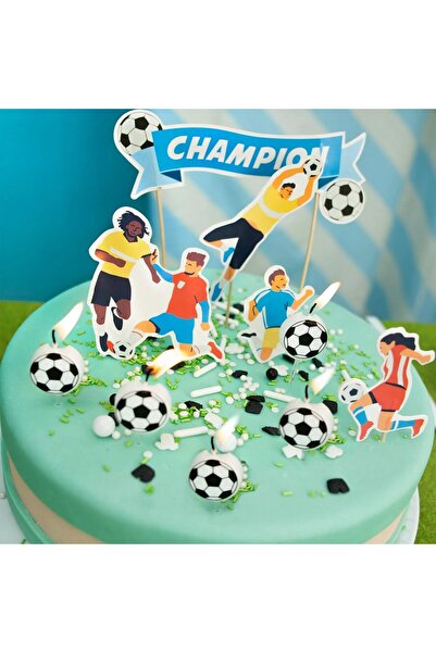 Flippy Set of 5 Cake Candles, Flippy, Soccer Ball Pattern, 3.5 cm, Wax, Black/White