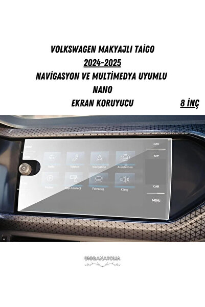 UniqAnatolia واقي شاشة نانو متوافق مع نظام الملاحة والوسائط المتعددة لسيارة فولكس فاجن تايجو 2024-2025