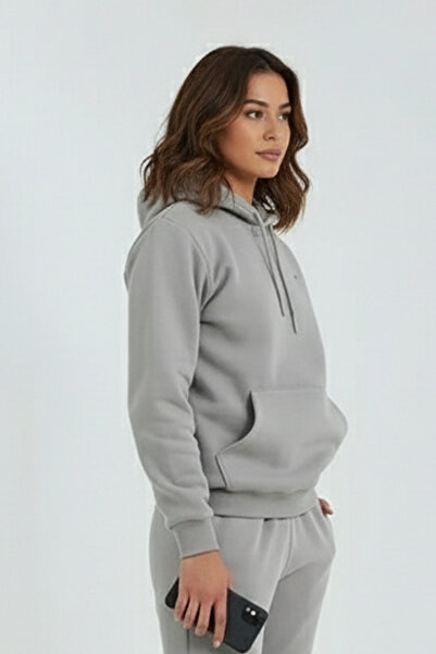 OXVİN Дамски суитшърт с качулка и джоб кенгуру, 3 нишки, мек, пухкав (полярен отвътре) - голям размер, оригинална форма