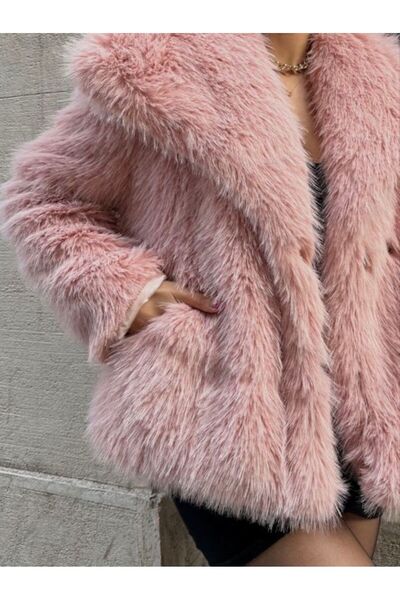 Çnru Perfect Quality, Lined, Wide Collar, Short Length Faux Fur