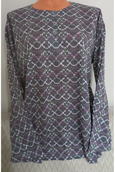 Anne Er Clothing Paper Print Combed Cotton Blouse 3 Buttons Long Sleeve Patterned
