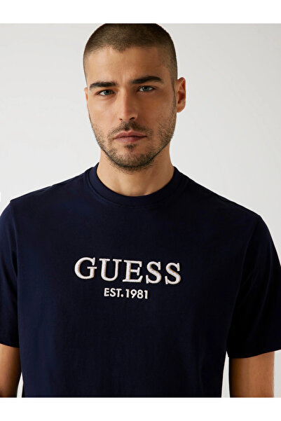 Guess Ανδρικό μπλουζάκι με κέντημα Navy Blue Regular Fit M5BI09K8FQ4-G7V2