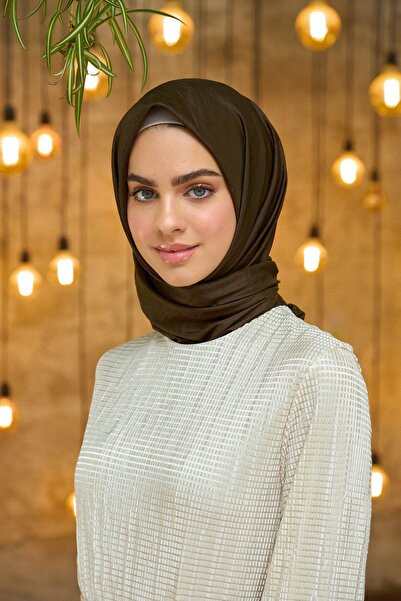 İpekhan Bitter Brown Voile Silk Scarf - Plain Pattern - 10100-32