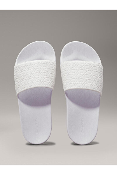 Calvin Klein SLIDE SAFF MONO Kadın Beyaz Terlik