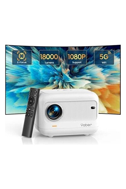 YABER 18000 Lümen 1080P Dış Mekan Projektörü Beyaz