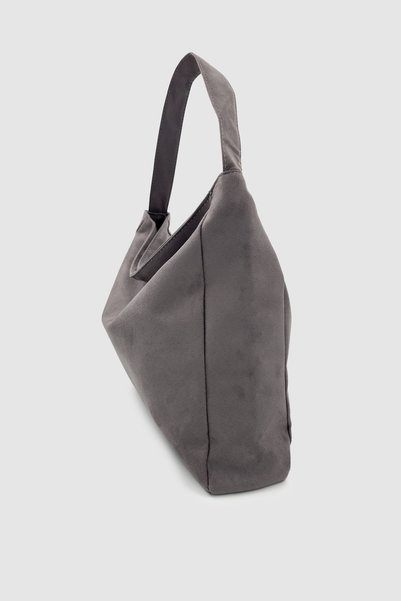 Wuclo Anros Suede Fabric Soft Textured Large Size Hand, Arm and Shoulder Bag Gray
