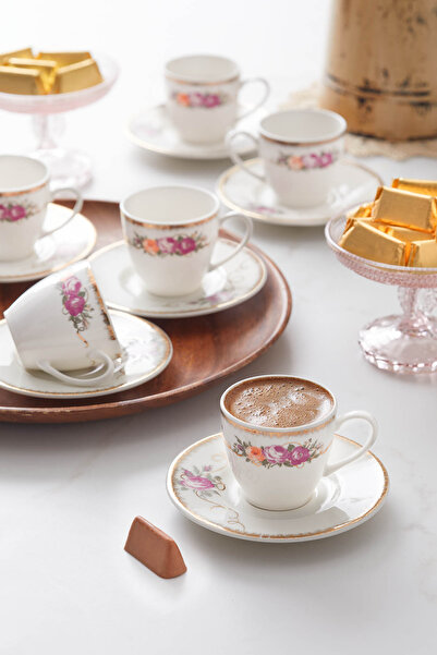 Kütahya Porselen Bone Kalipso 12 Parça 6 Kişilik Kahve Takımı