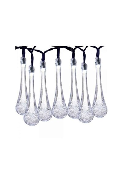 Flippy Solar String Lights 6 m, 28 LEDs, Water-Drop Ornaments, Black Wire, Cool White