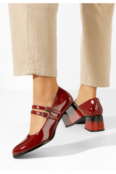 B T Shoes Pantofi cu toc gros Quinta V2 rosii