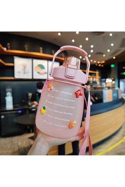 Bukela 1300ml Large Sports Bottle – Cute 3D Sticker (Pink)