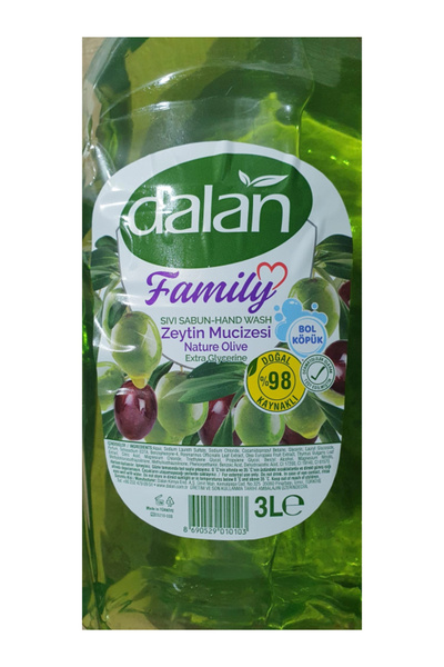 Dalan Family Sıvı Sabun Zeytin Mucizesi 3 L x 4 adet %98 Doğal Kaynaklı