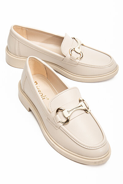 RİSSOLİ Women's Beige Buckle Detailed Loafer Shoes