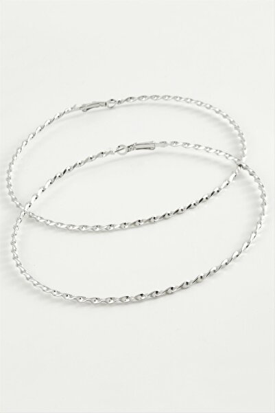 Marsilyan Twisted Metal Hoop Earrings 8-9-10 cm