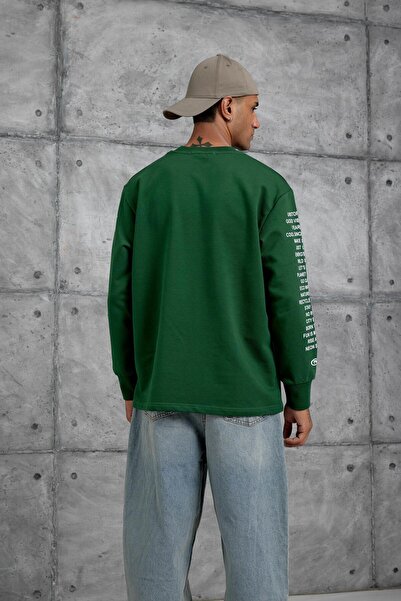 NOMARC Φούτερ μεγάλου μεγέθους με πράσινο μανίκι και λεπτομέρεια με γράμματα