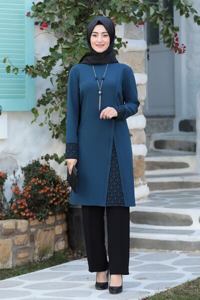 Raika Moda طقم حجاب كبير الحجم مع تفاصيل قص بالليزر
