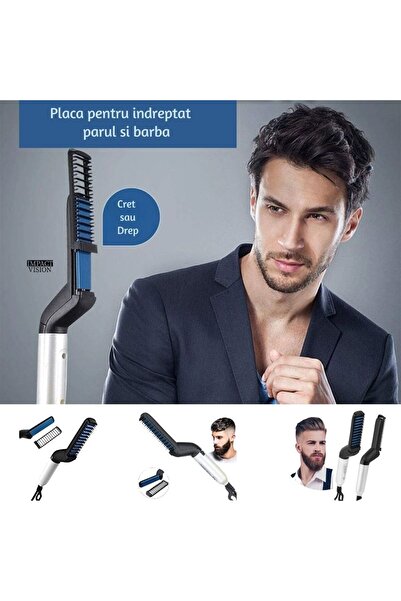 Impact Vision 2-in-1 Fast Heating Beard and Hair Straightener, Black, Impact Vision®