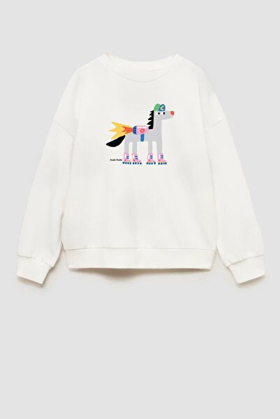 Monila Unisex Çocuk Baskılı 3 İplik Kumaş Pamuklu Sweatshirt