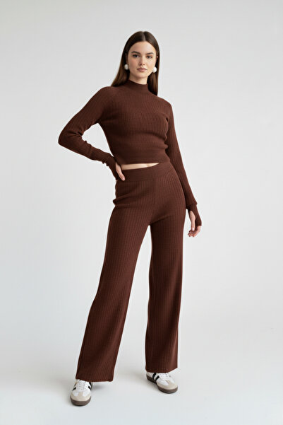 Lavenda Ženska rolka Rebrasto Skraćeni kroj Set pletenog odjeće sa kopčama za...