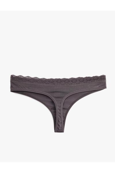 Koton Lace Detailed Cotton Ribbed String Panties (Aw 25)