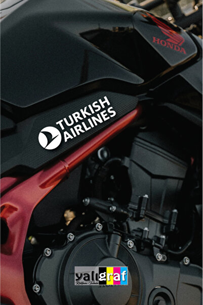 Yalıgraf Reklam Tabela THY Turkish Airlines Motor Araba Oto Sticker 18x5 cm