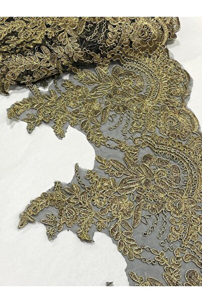 karantuhafiye Metallic Glitter Guipure Applique Ribbon – 25 cm Width – 1 Meter (6 Appliques)