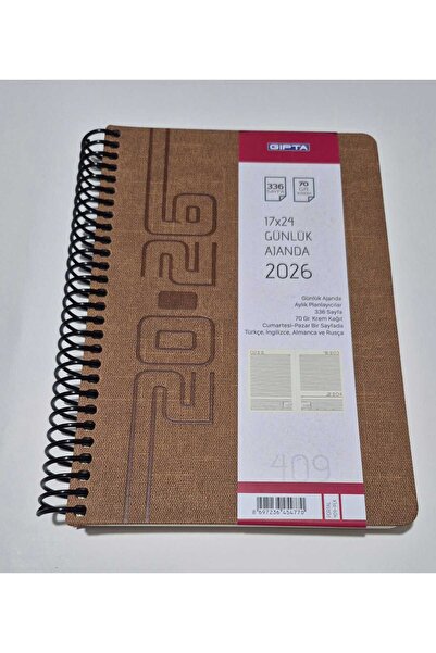 Gıpta 2026 AJANDA 17X24 GÜNLÜK DERİ KAPAK AJANDA 409_PLK