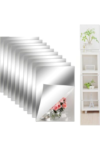 Slasa Self-Adhesive Acrylic Mirror Tile, 2mm Thickness, Flexible and Break-Resistant for Home Decor, Gym a