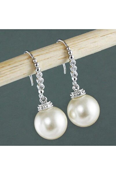 Pursehuit Cercei de culoare argintie, cu pietre de zirconiu și perlă, Cresta C12